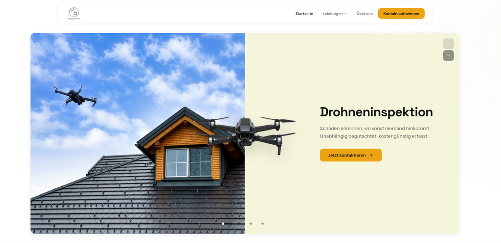 Hero Sektion der MB Baugutachten Website